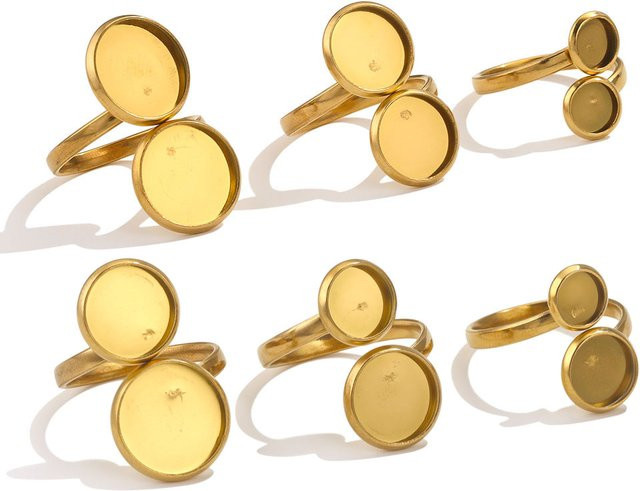 baizzx Ringfassungen Edelstahl, Gold, Unisex, Ohne Stein - Bild 1