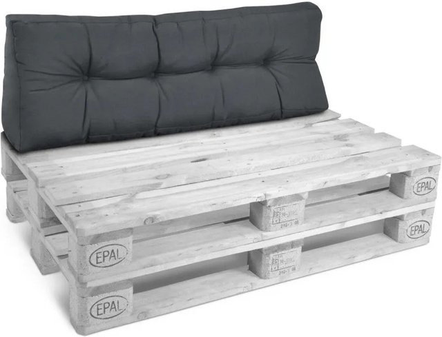 Beautissu ECO Style Palettenkissen Rücken Graphitgrau B: 120 cm, T: 40 cm, H: 10 cm - Bild 1
