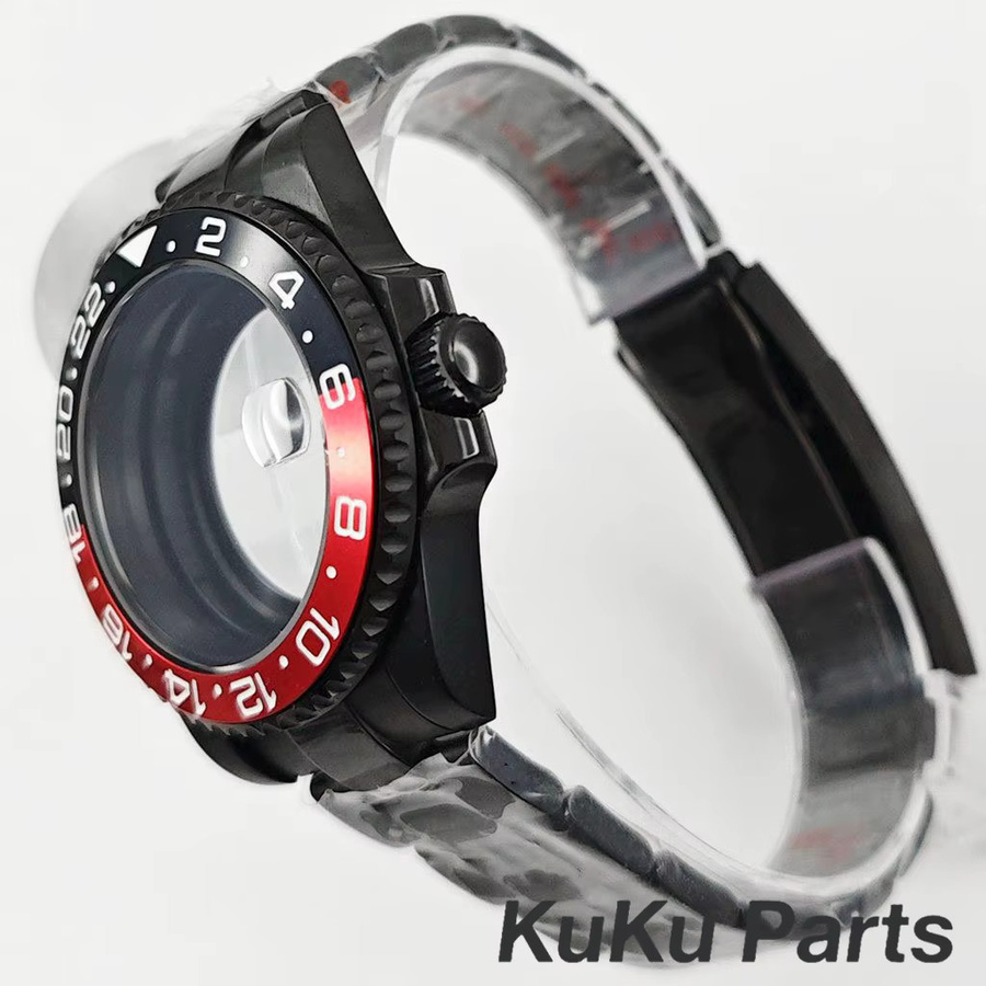 HUANXIAO Uhrengehäuse, Edelstahl, Schwarz, 40 mm, Unisex - Bild 3