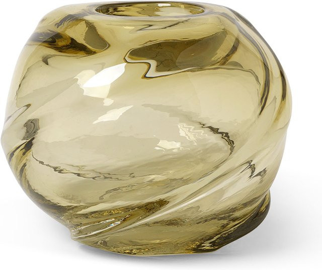 Ferm Living Vase Water Swirl rund aus Glas in Hellgelb Transparent - Bild 1