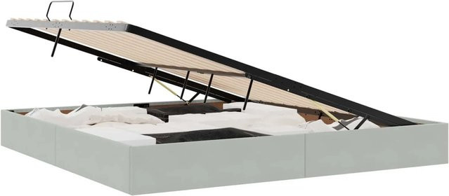 vidaXL Aufbewahrungsbett mit Kopfteil aus Samt in Hellgrau mit Lift-up-Funktion B/T/H: 200 x 200 x 102 cm - Bild 1