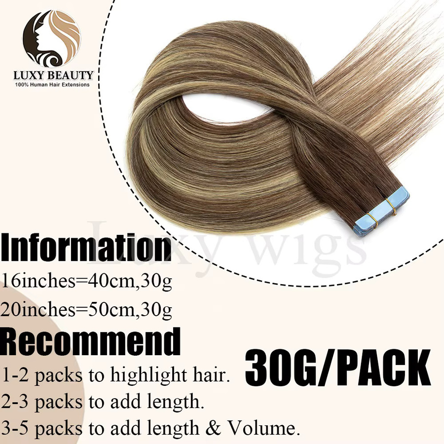 luxy beauty Tape In Haarverlängerungen Echthaar, 20 Stück, Schwarz - Bild 4