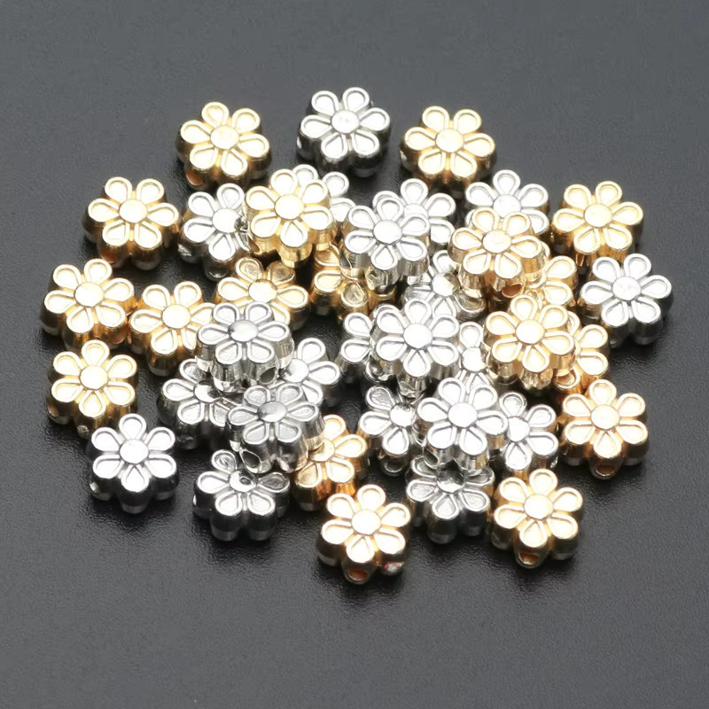 Laudsong Perlen Blume, Acryl, Gold, Silber, 7 mm - Bild 3