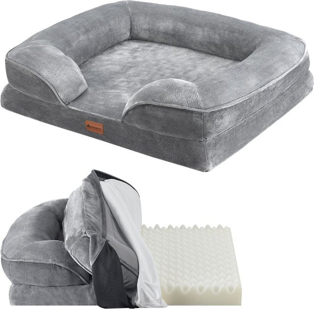 Juskys Hundebett Sheena Sofa Grau mit orthopädischem Schaumstoff und abnehmbarem Bezug B: 72 cm, T: 60 cm - Bild 1