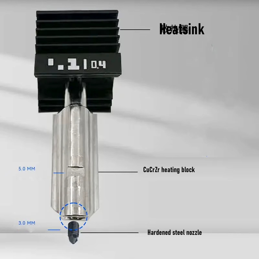3-teiliges Hotend-Set für Bambu Lab P2S H2D H2S H2C 3D-Drucker mit Düsen in 0,2mm, 0,4mm und 0,6mm sowie Silikonabdeckungen in Schwarz - Bild 3