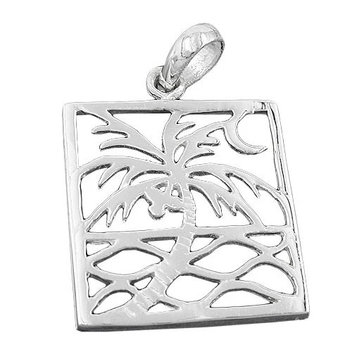 Colfem Anhänger Viereck mit Palme, 925 Silber, Unisex - Bild 1