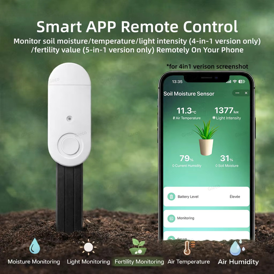 Coolo Zigbee Sensor für Bodenfeuchtigkeit, Temperatur, Luftfeuchtigkeit und Helligkeit in Weiß, kompatibel mit 2MQTT und TUYA Smart Life - Bild 3