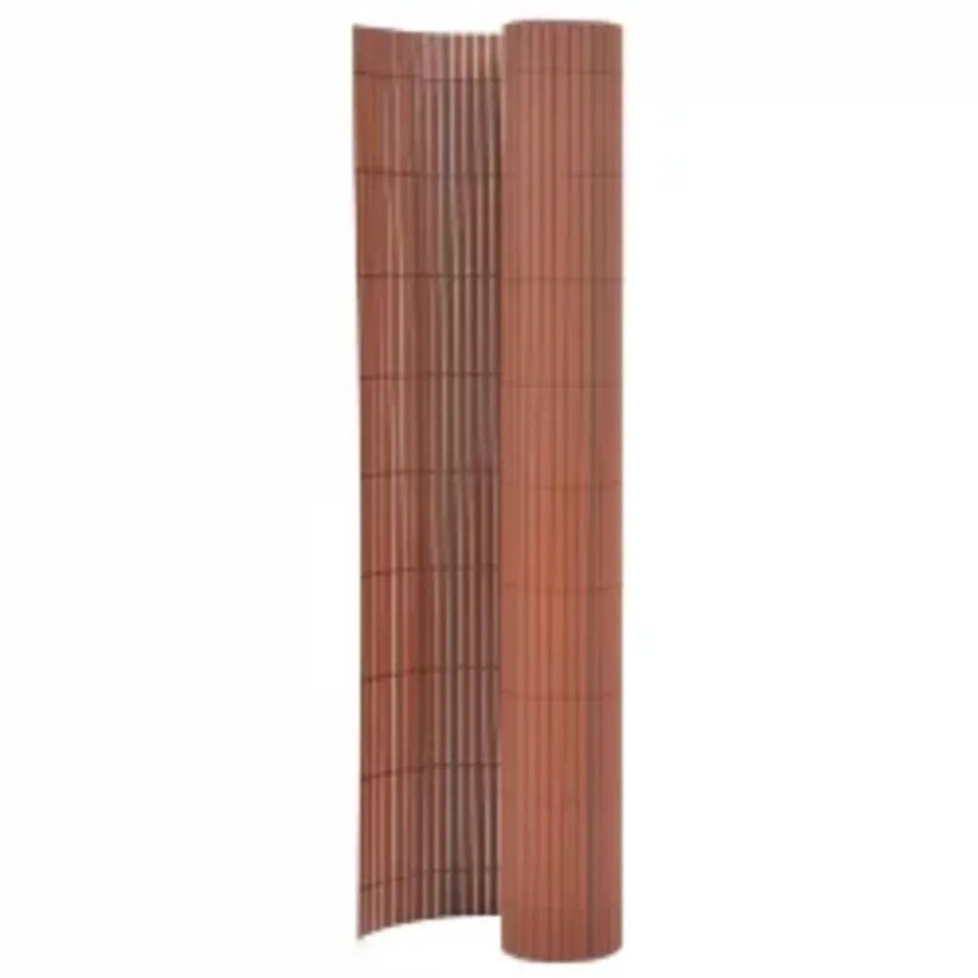 vidaXL Gartenzaun doppelseitig aus PVC in Braun, Höhe: 110 cm, Breite: 300 cm - Bild 2