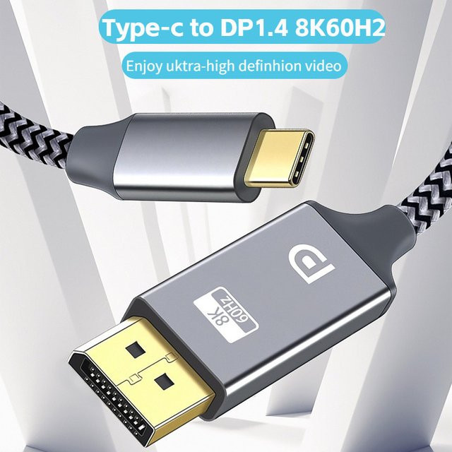 DIXSG USB-C auf DisplayPort 1.4 Adapter für 8K 60Hz, 32,4 Gbit/s Video-Adapter für PC, Laptop und TV - Bild 1