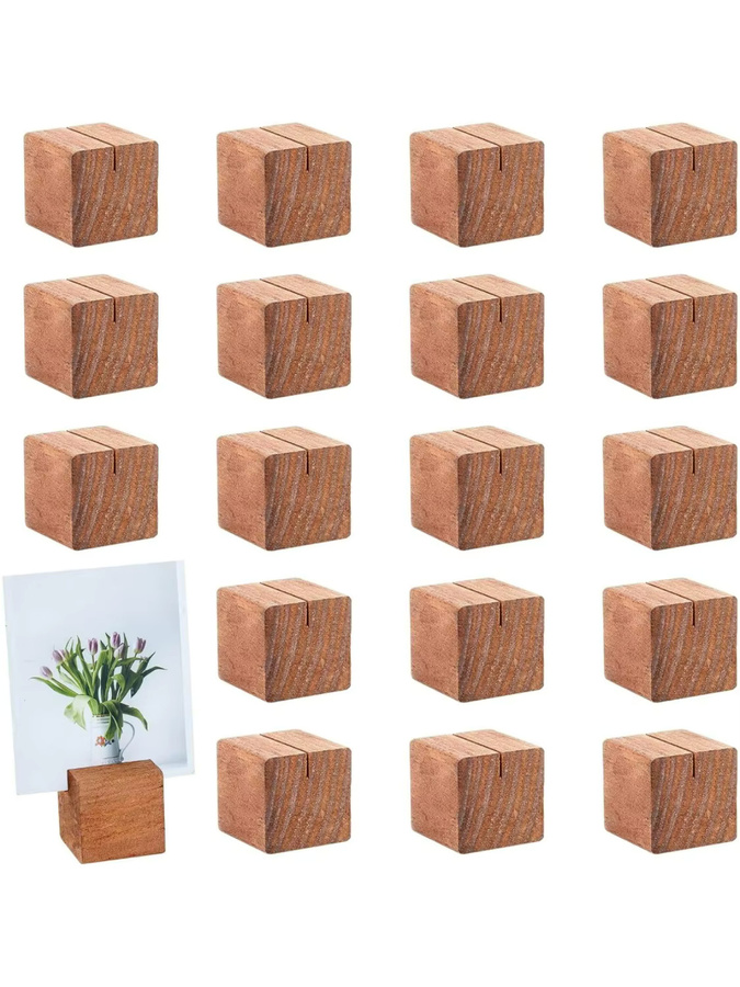 20 Stück Holz-Tischkartenhalter aus Kiefernholz in Braun für Hochzeit und Party - Bild 5
