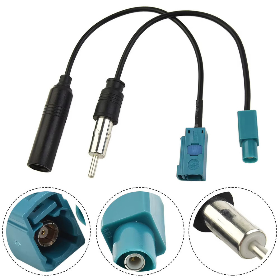 Tupfen FM/AM Auto Stereo Antennen-Splitter und Signalverstärker mit Adapterkabel in Schwarz - Bild 2