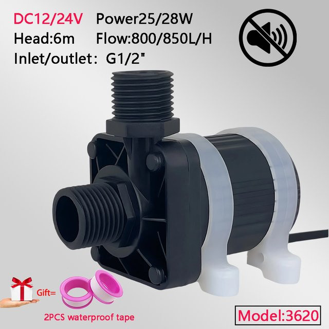 xmshxltd Wasserpumpe mit leisem bürstenlosem Motor für Warmwasserbereiter und Dusch-Booster, DC12/24V, IPX8 Schutz, maximale Förderhöhe 6 m - Bild 1