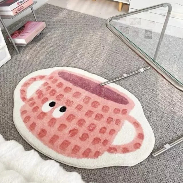 Rutschfester VIKAMA Teppich mit niedlichem Cartoon-Motiv in Pink aus Polyester für Wohnzimmer, Schlafzimmer oder Badezimmer - Bild 1