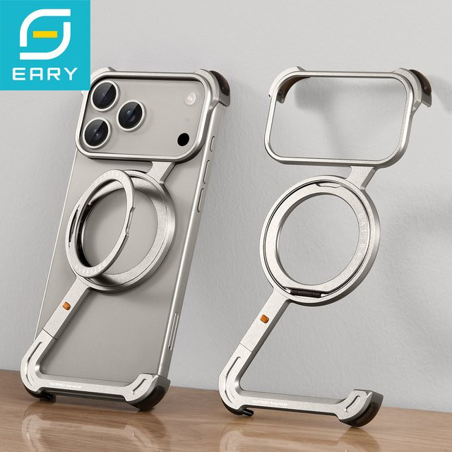 Eary Z Handyhülle für iPhone 17 Pro Max Rahmenlos mit 360 Grad drehbarem Magnetständer für MagSafe in Schwarz oder Transparent - Bild 1