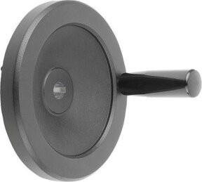 KIPP Scheibenhandrad aus Aluminium in Schwarz Matt mit Passbohrung und Nut, Durchmesser: 160 mm, Bohrung: 16 H7 - Bild 1