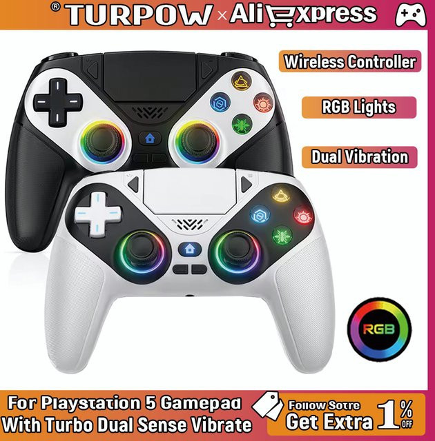 Turpow Kabelloser Gamepad Controller für PlayStation 5 mit Dual Sense Vibrationsprogrammierung und Turbo-Funktion - Bild 1
