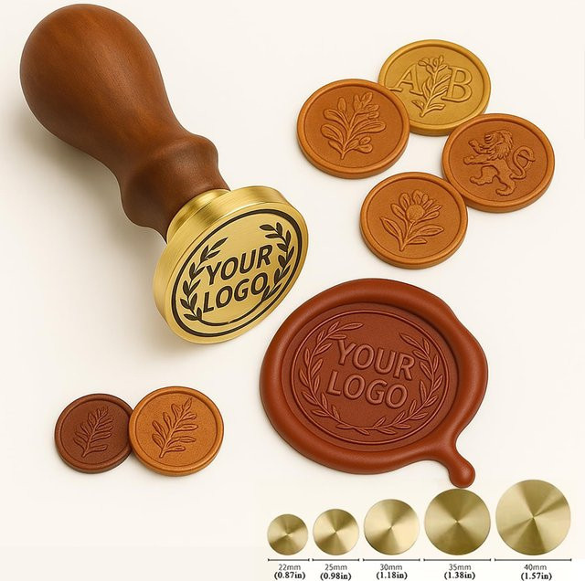 QWELL Personalisierter Wachssiegel-Stempel mit individuellem Logo und Siegelwachs-Set für Hochzeitseinladungen - Bild 1
