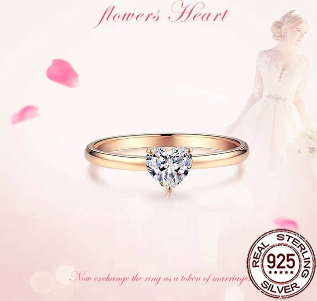 Cww zircons Ring, 925 Silber, vergoldet, Zirkonia, Damen, Herzform - Bild 1