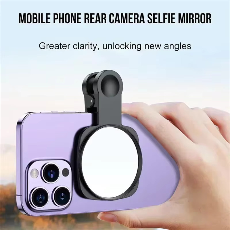 Smartphone Kamera Objektiv Selfie Spiegel Clip Kit für iPhone und Samsung in Schwarz - Bild 5