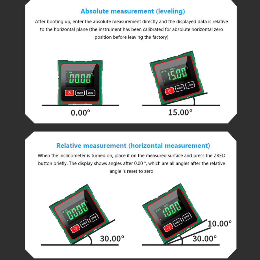 PINTUDY Magnetischer digitaler Winkelmesser in Schwarz, Elektronisches Lasermessgerät und 360-Grad-LCD-Neigungsmesser als Mini-Messwerkzeug - Bild 3