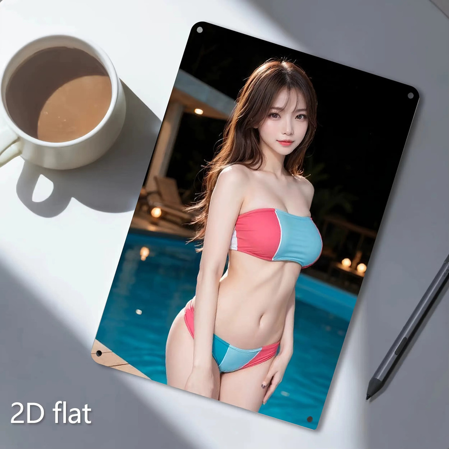 CIFBUY Vintage Bikini Girl Metall-Wandkunst Retro Portrait in Mehrfarbig - Bild 4