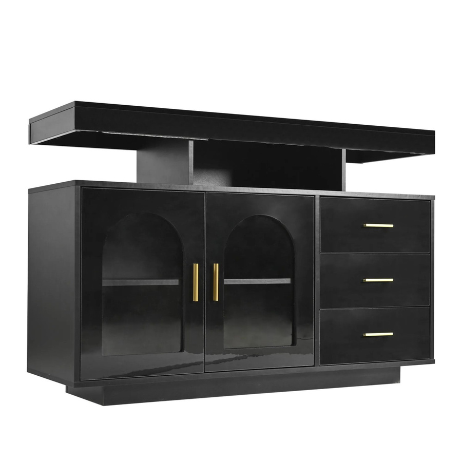 okwish Sideboard mit LED-Beleuchtung in 16 Farben, modern und glänzend, Schwarz, B/T/H: 120 x 40 x 80 cm - Bild 2