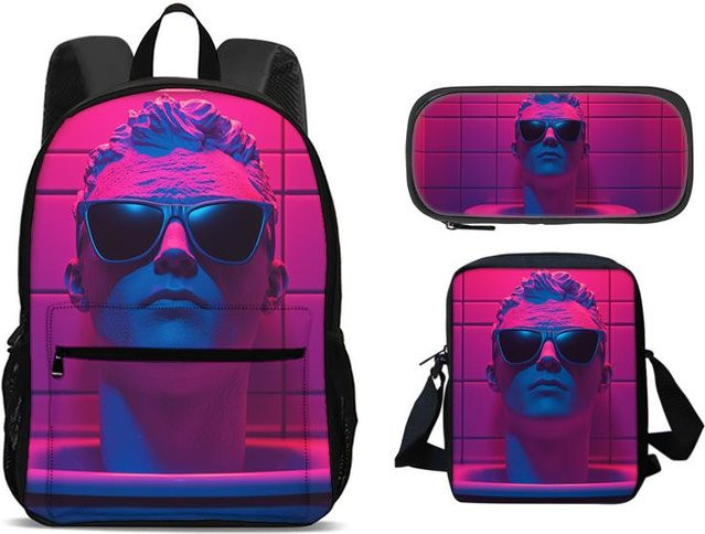 Fancy Style Studio Skibidi Toilette Set aus Rucksack, Federmäppchen und Umhängetasche in Multicolour aus Nylon - Bild 1