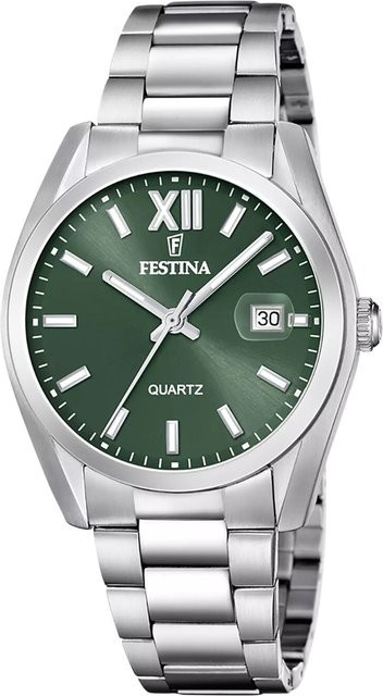 Festina Herrenuhr, Quarz, Edelstahl, Grün, 38 mm, 5 ATM - Bild 1