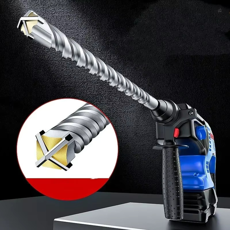 JUSTINLAU Elektrischer Hammerbohrer SDS Plus mit Kreuztyp aus Wolframstahllegierung für Mauerwerk, Beton und Stein, Farbe: Silber, Durchmesser: 11 mm - Bild 1