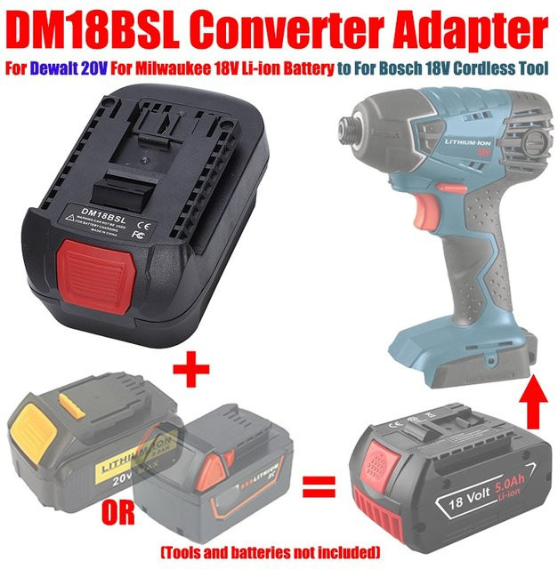 ALASICKA Akku-Adapter DM18BSL Schwarz: Wandelt Dewalt 20 V und Milwaukee 18 V Li-Ionen-Akkus in Bosch 18 V Li-Ionen-Werkzeuge um - Bild 1
