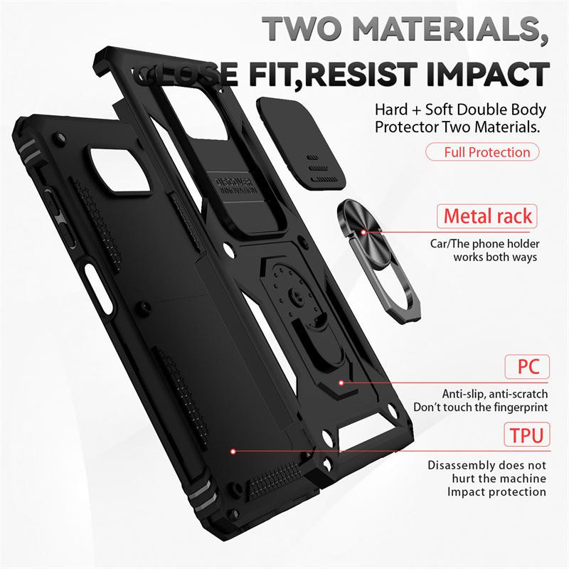 Xiaomi Poco X3 NFC Armor Handyhülle mit Schieb-Objektiv und Ringhalter in Schwarz - Bild 4