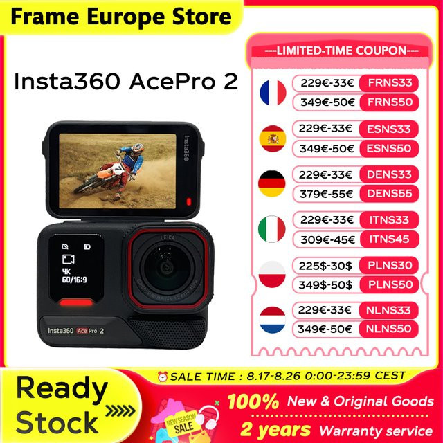 Insta360 Ace Pro 2 Action-Kamera in Schwarz mit 8K Auflösung, Leica 1/1.3 Zoll Sensor und Dual AI Chip - Bild 1