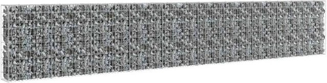 vidaXL Gabionenwand aus verzinktem Stahl mit Abdeckung, Farbe: Silber/Grau, B/T/H: 600 x 30 x 100 cm - Bild 1