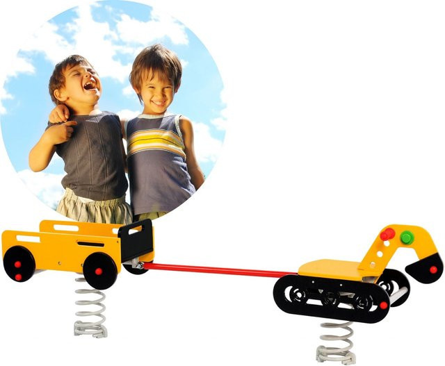 SPIELTURMKING Federwippe Federtier Bagger + Anhänger Schaukelwippe - Bild 1