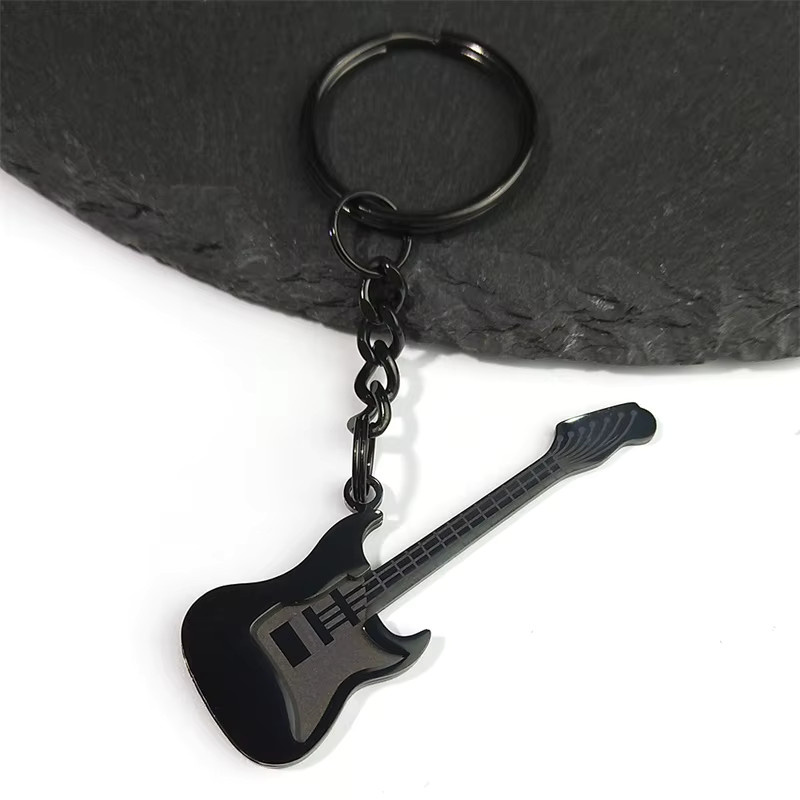 JYTF Schlüsselanhänger Gitarre, Edelstahl, Schwarz, Unisex - Bild 2