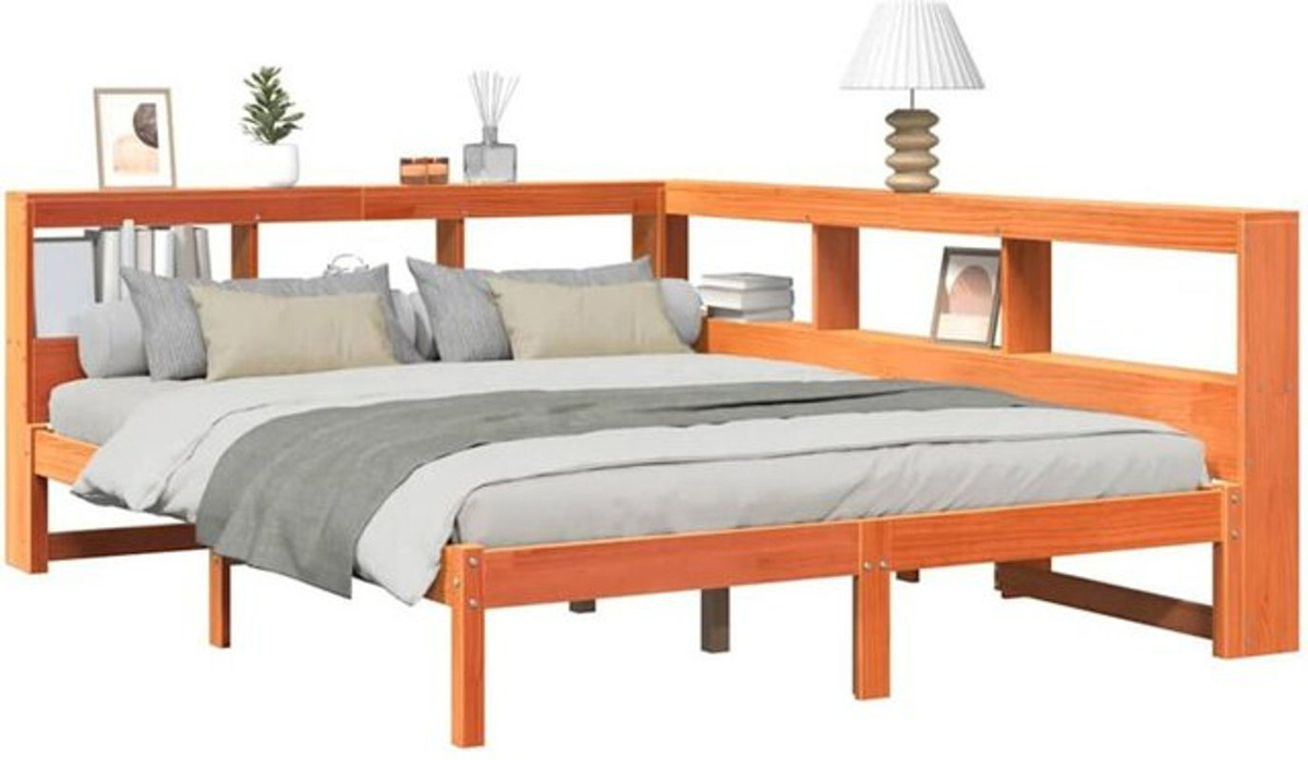 Massivholzbett aus Kiefer mit Regal von VIDAXL in Braun, B/T/H: 160 x 200 x 80 cm - Bild 1