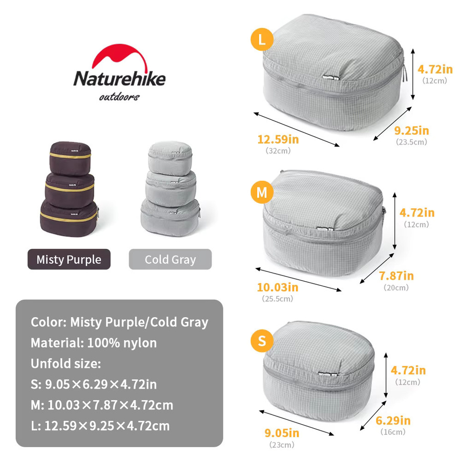 Naturehike Ultraleichte und wasserdichte Aufbewahrungstasche, faltbare Organisationstasche für Camping und Reisen in Orange und Grau - Bild 5