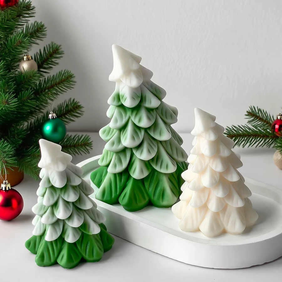 UDOCOOL Silikonform Weihnachtsbaum für DIY 3D Kerzen, Seife und Harz-Handarbeiten, Farbe: Grün - Bild 3