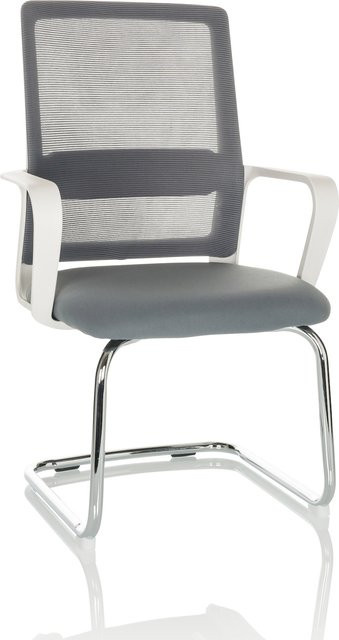 hjh OFFICE Freischwinger VISITER mit Armlehnen aus Stoff und Netzstoff in Aluminium-Ausführung - Bild 1