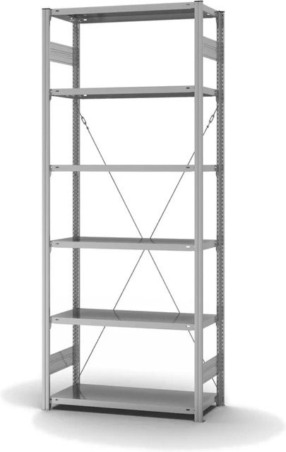 PROREGAL Edelstahlregal Stecksystem T-Profil mit 6 Ebenen, Farbe Silber, H x B x T: 250 x 100 x 40 cm - Bild 1