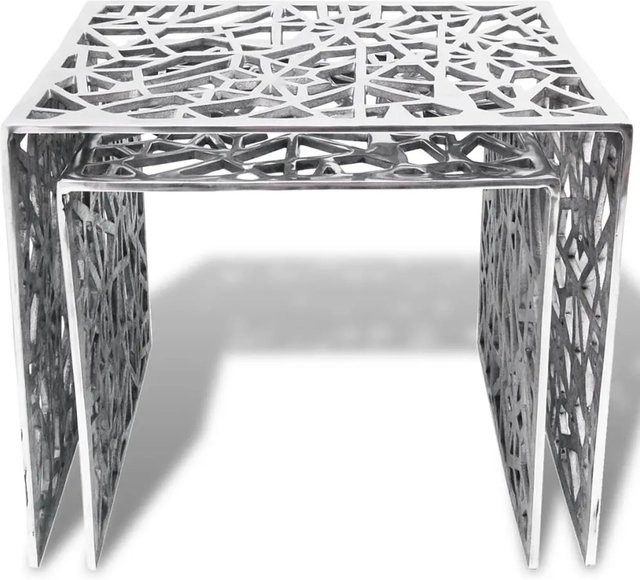 vidaXL 2-teiliges Set quadratische Beistelltische aus Aluminium in Silber für dein Wohnzimmer - Bild 1