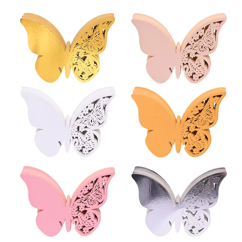 20 Stück Schmetterling Namenskarten aus Papier für Hochzeit und Party in Gold, Silber und Rosa - Bild 2