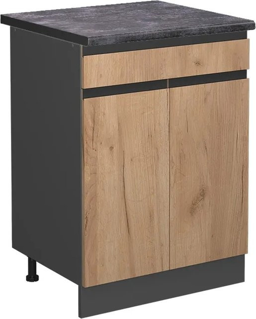Vicco R-Line Schubladenschrank für die Küche in Goldkraft Eiche und Anthrazit, Breite: 60 cm - Bild 1