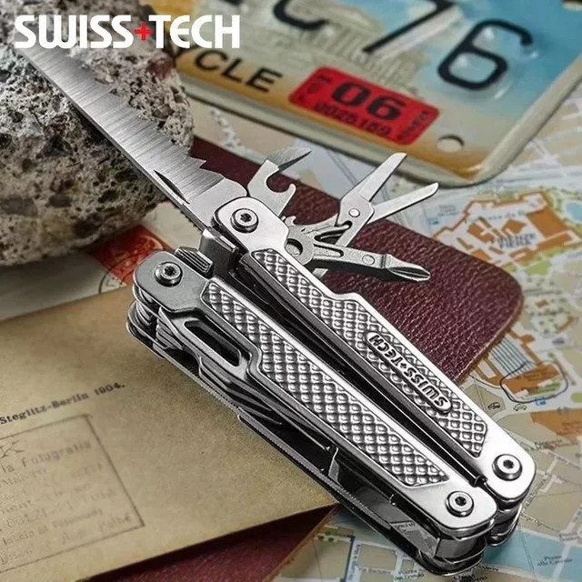 SWISS TECH 15-in-1 Multitool Klappzange in Silber für Camping, Outdoor und Reparaturen - Bild 1
