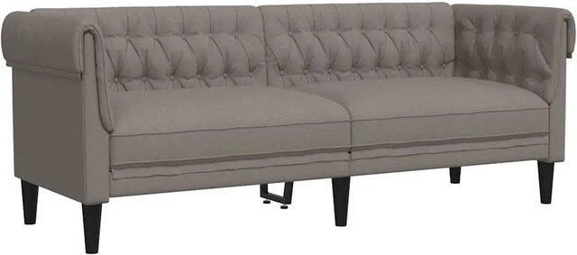 vidaXL Chesterfield-Sofa 3-Sitzer in Taupe und Beige aus Stoff mit Massivholzrahmen B/T/H: 201,5 x 74,5 x 74,5 cm - Bild 1