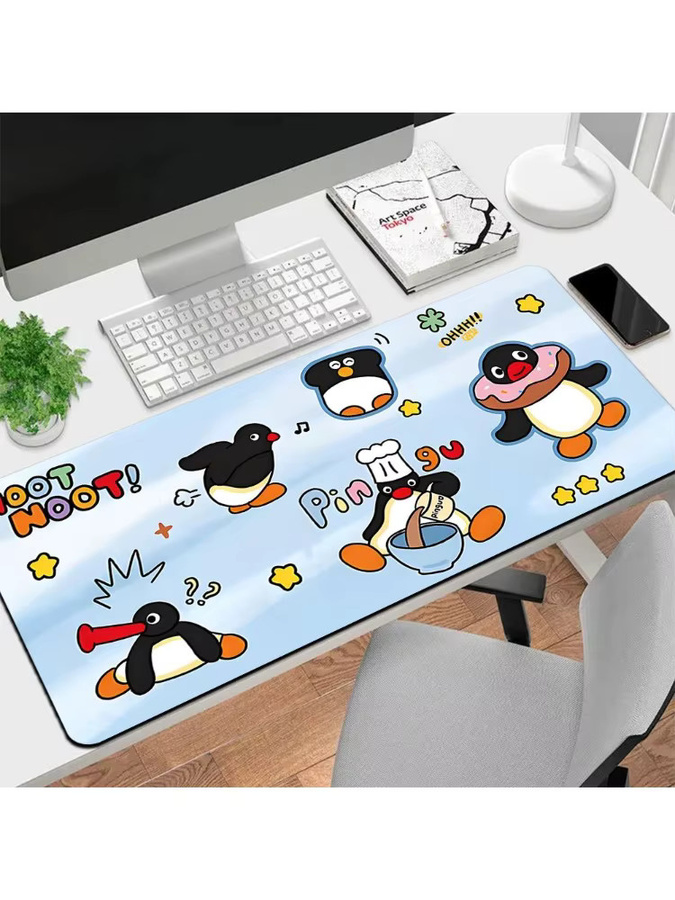 Potdemiel Gaming Mauspad mit Pinguin-Design, rutschfeste Schreibtischunterlage in Multicolour - Bild 2
