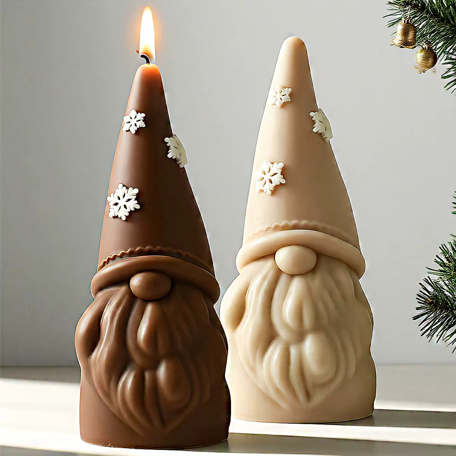 UDOCOOL 3D Silikonform für Weihnachtszwerg-Kerzen mit Schneeflocken-Design aus Gips und Harz - Bild 3