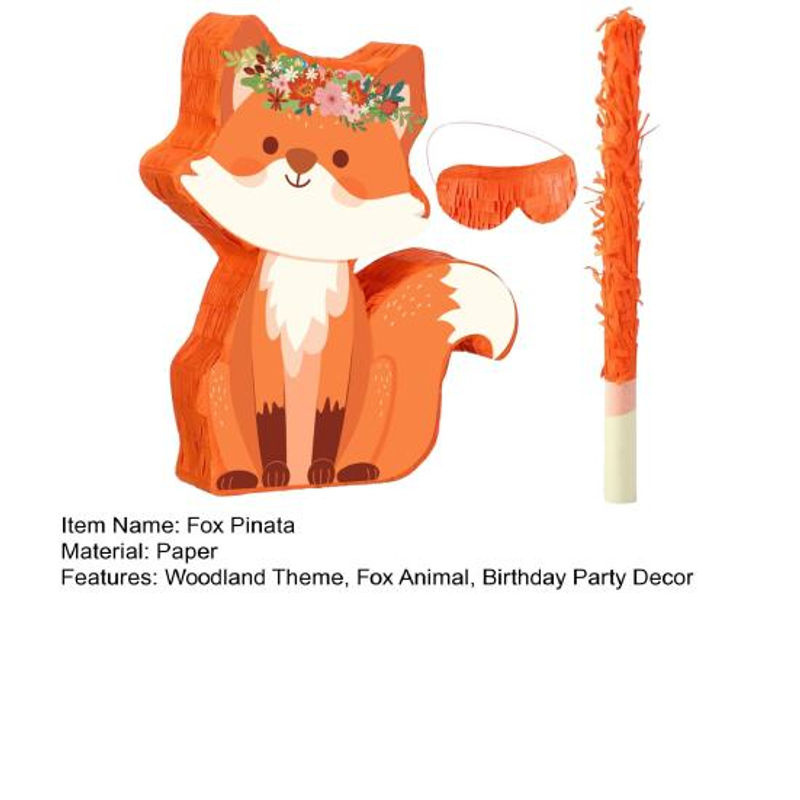 Outdeer Fuchs Pinata Set in Orange für Geburtstagsparty und Baby Shower mit Stock, Augenbinde und Konfetti - Bild 2