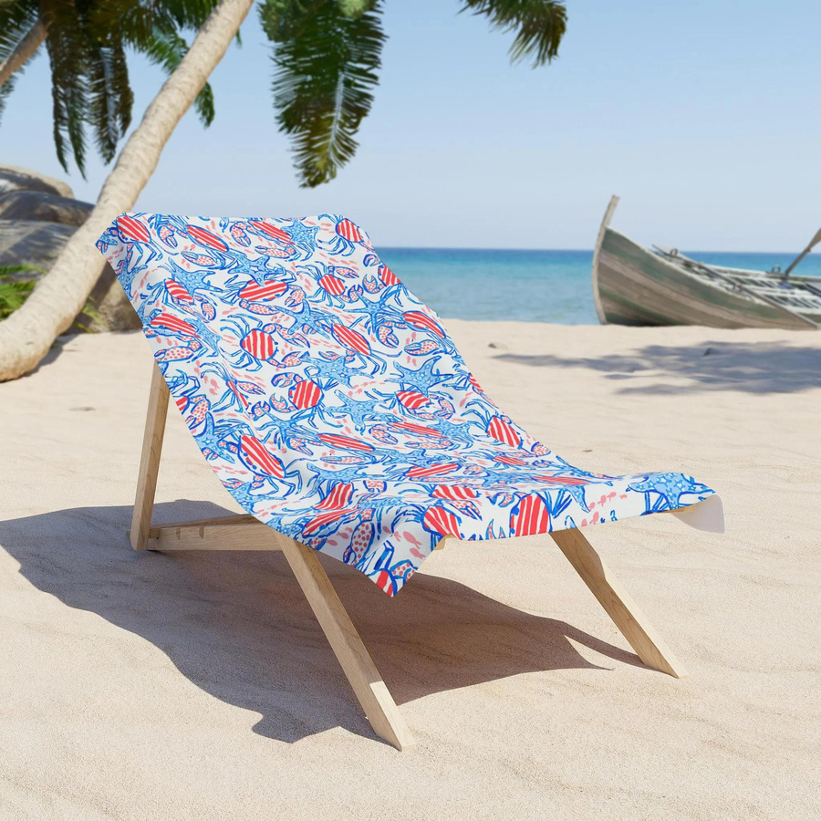 Strandtuch mit Patriotischem Krabben- und USA-Flaggen-Design, Mehrfarbig, Breite: 40 cm, Höhe: 60 cm - Bild 2