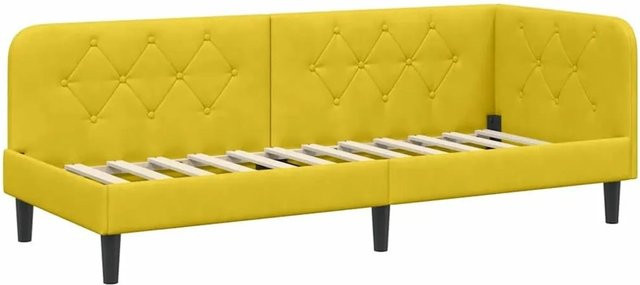 vidaXL Eckbettgestell mit Kopfteil in Gelb, Samt, B/T/H: 80 x 200 x 140 cm - Bild 1